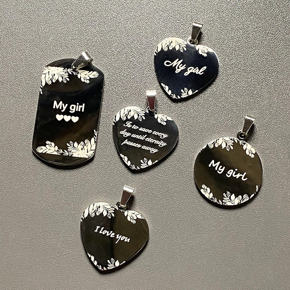 Custome Photo Stainless Steel Necklace Pendant Double-sided engraving Metal Coating
