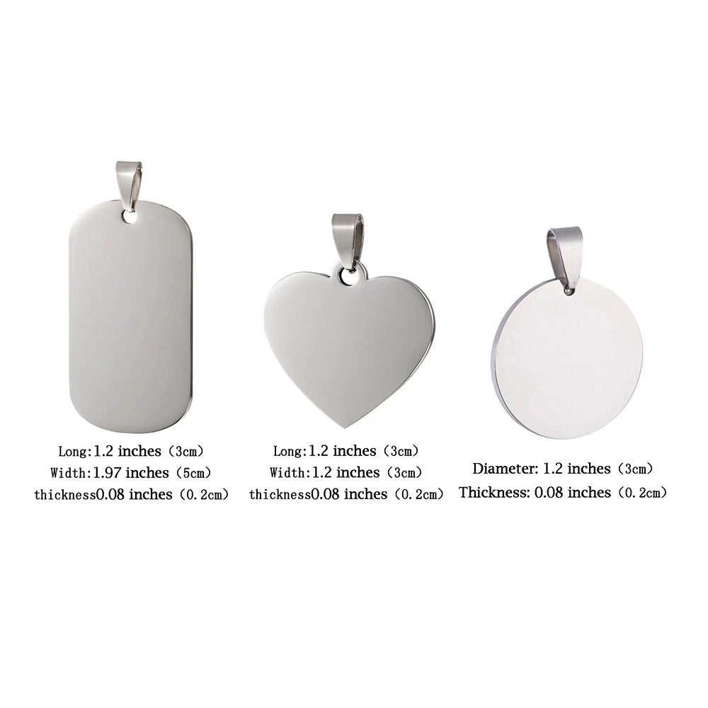 Custome Photo Stainless Steel Necklace Pendant Double-sided engraving Metal Coating