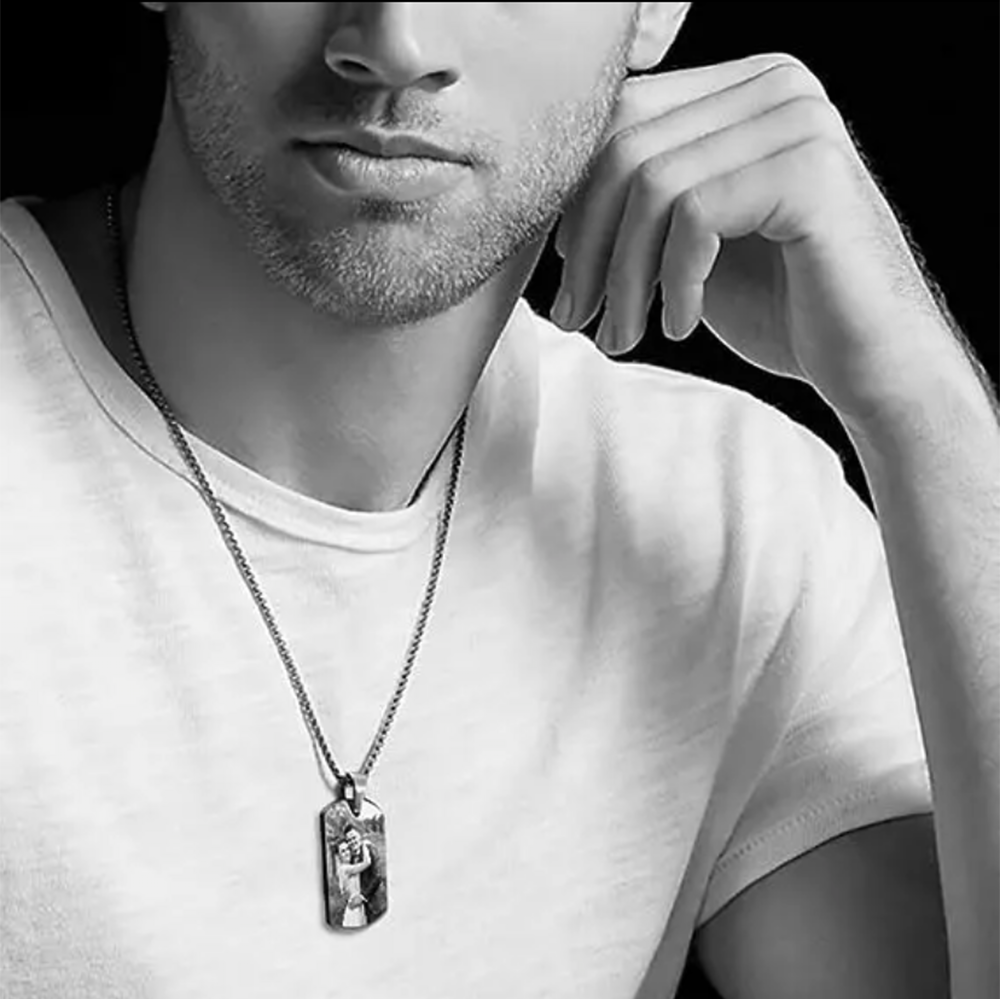 Custome Photo Stainless Steel Necklace Pendant Double-sided engraving Metal Coating